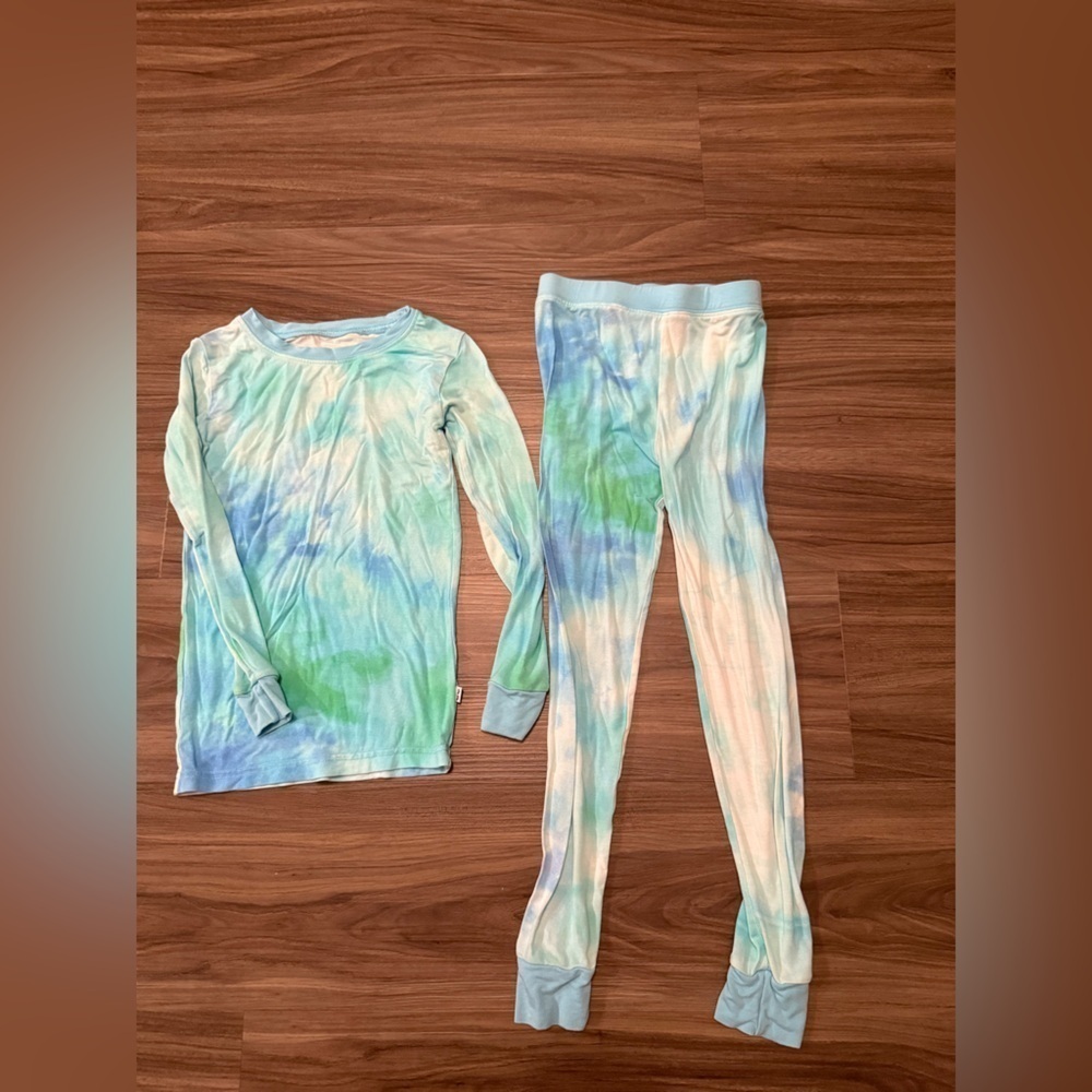 Little Sleepies Bamboo Pastel Tie-Dye Kids Long Sleeve Pajama Set size 5/6